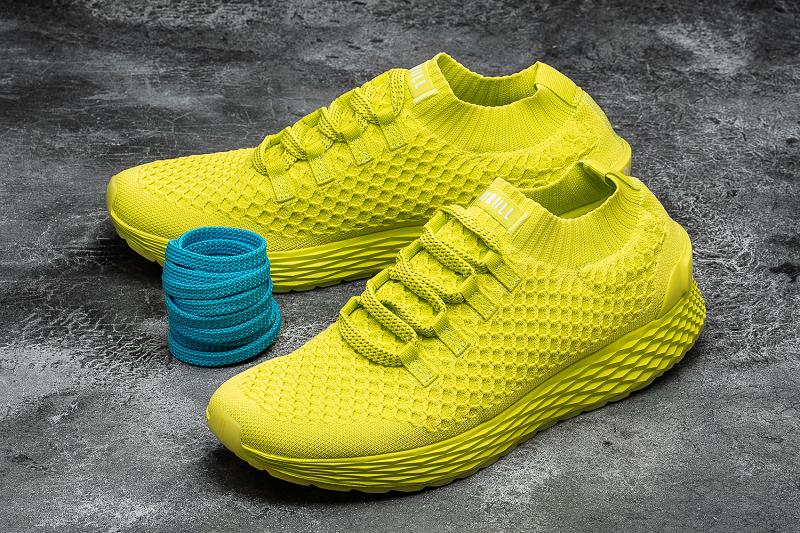 Men's Nobull Neon Lime Knit Running Shoes Yellow | SG M2130Q
